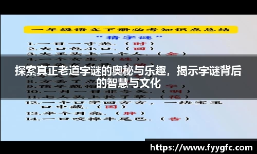 探索真正老道字谜的奥秘与乐趣，揭示字谜背后的智慧与文化